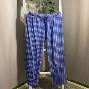 Blue and White Striped Pajama Pants
